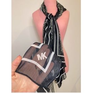 Michael Kors Black and White Logo Sheer Scarf
